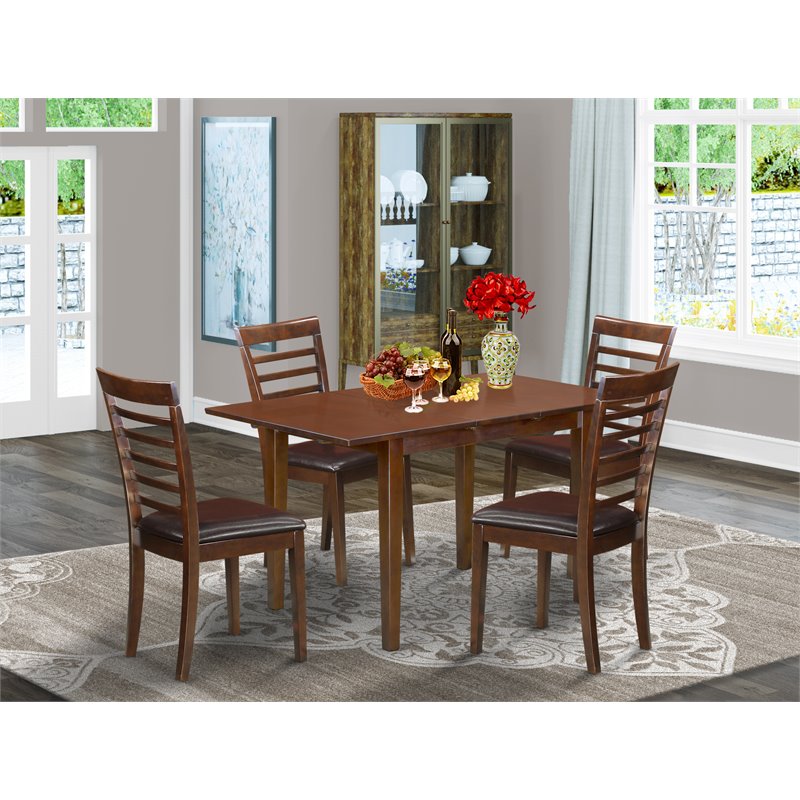 Pemberly Row 5-Piece Wood Table and Ladder Back Kitchen Chair Set