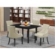 Pemberly Row 5-Piece Dining Set with Parsons Chairs in Black Finish