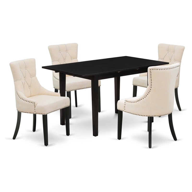 Pemberly Row 5-Piece Dining Set with Parsons Chairs in Black Finish