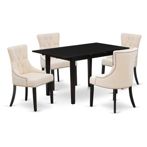 Pemberly Row 5-Piece Dining Set with Parsons Chairs in Black Finish