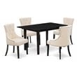 Pemberly Row 5-Piece Dining Set with Parsons Chairs in Black Finish