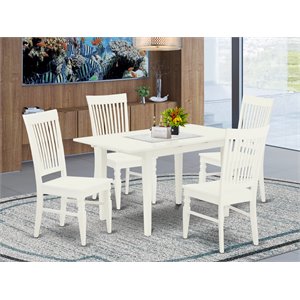 Pemberly Row 5-Piece Dining Set with Slatted Chairs in Linen White