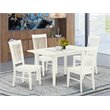Pemberly Row 5-Piece Dining Set with Slatted Chairs in Linen White