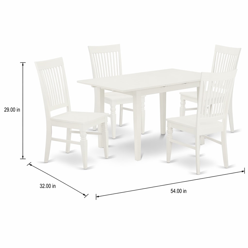 Pemberly Row 5-Piece Dining Set with Slatted Chairs in Linen White