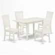Pemberly Row 5-Piece Dining Set with Slatted Chairs in Linen White