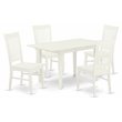 Pemberly Row 5-Piece Dining Set with Slatted Chairs in Linen White
