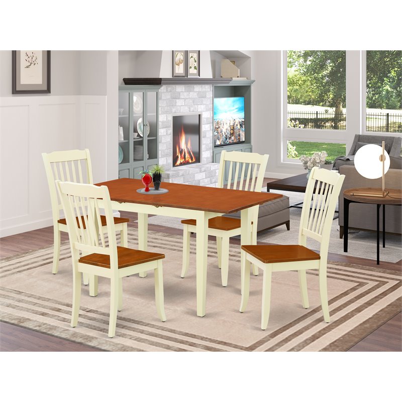 Pemberly Row 5-Piece Dining Table and Chairs in Buttermilk/Cherry