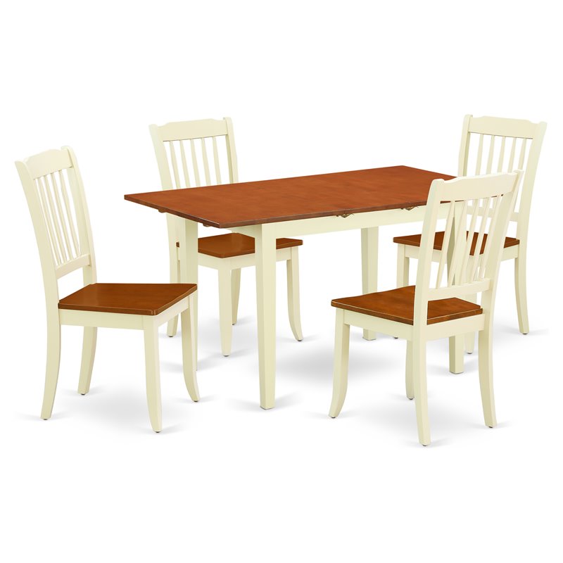 Pemberly Row 5-Piece Dining Table and Chairs in Buttermilk/Cherry