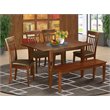 Pemberly Row 6-Piece Kitchen Set in Mahogany with Faux Leather Seating
