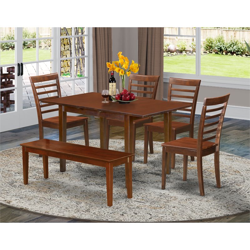 Pemberly Row 6-Piece Wood Dining Set with Mahogany Finish