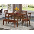 Pemberly Row 6-Piece Wood Dining Set with Mahogany Finish