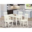 Pemberly Row 5-Piece Dining Table Set in Linen White Rubber Wood