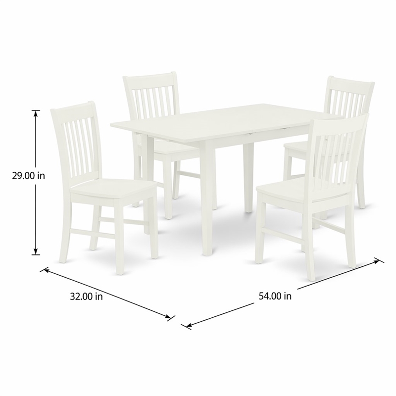 Pemberly Row 5-Piece Dining Table Set in Linen White Rubber Wood
