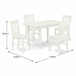 Pemberly Row 5-Piece Dining Table Set in Linen White Rubber Wood