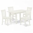 Pemberly Row 5-Piece Dining Table Set in Linen White Rubber Wood