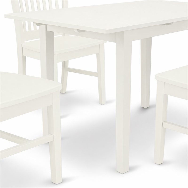 Pemberly Row 5-Piece Dining Table Set in Linen White Rubber Wood