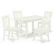 Pemberly Row 5-Piece Dining Table Set in Linen White Rubber Wood
