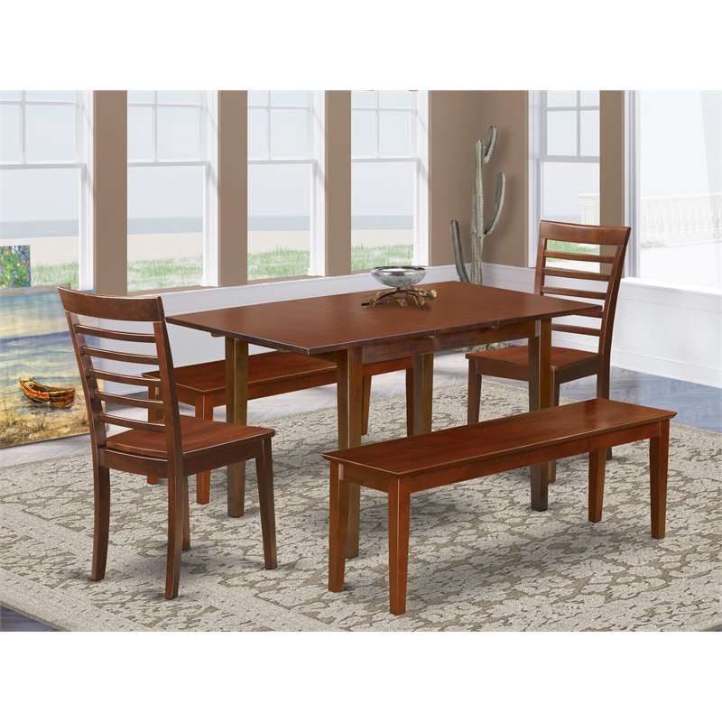 Pemberly Row 5-Piece Wood Kitchen Table Set in Mahogany Finish