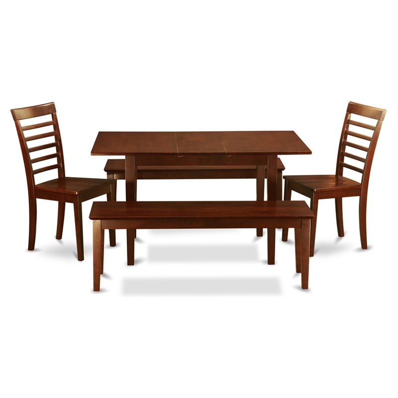 Pemberly Row 5-Piece Wood Kitchen Table Set in Mahogany Finish