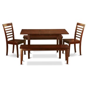 Pemberly Row 5-Piece Wood Kitchen Table Set in Mahogany Finish