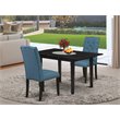Pemberly Row 3-Piece Wood Dining Set in Black with Padded Chairs