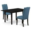 Pemberly Row 3-Piece Wood Dining Set in Black with Padded Chairs