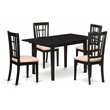 Pemberly Row 5-Piece Black Traditional Dining Set with Slatted Chairs