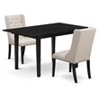 Pemberly Row 3-Piece Wood Dining Set in Black and Cream