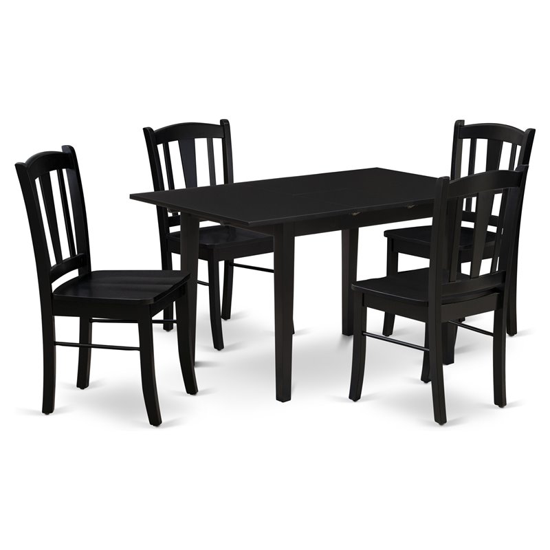 Pemberly Row 5-Piece Solid Wooden Dining Set in Black