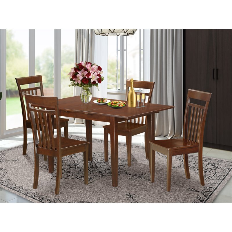 Pemberly Row 5-Piece Wood Dining Set with Extendable Table in Mahogany