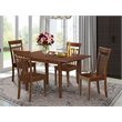 Pemberly Row 5-Piece Wood Dining Set with Extendable Table in Mahogany