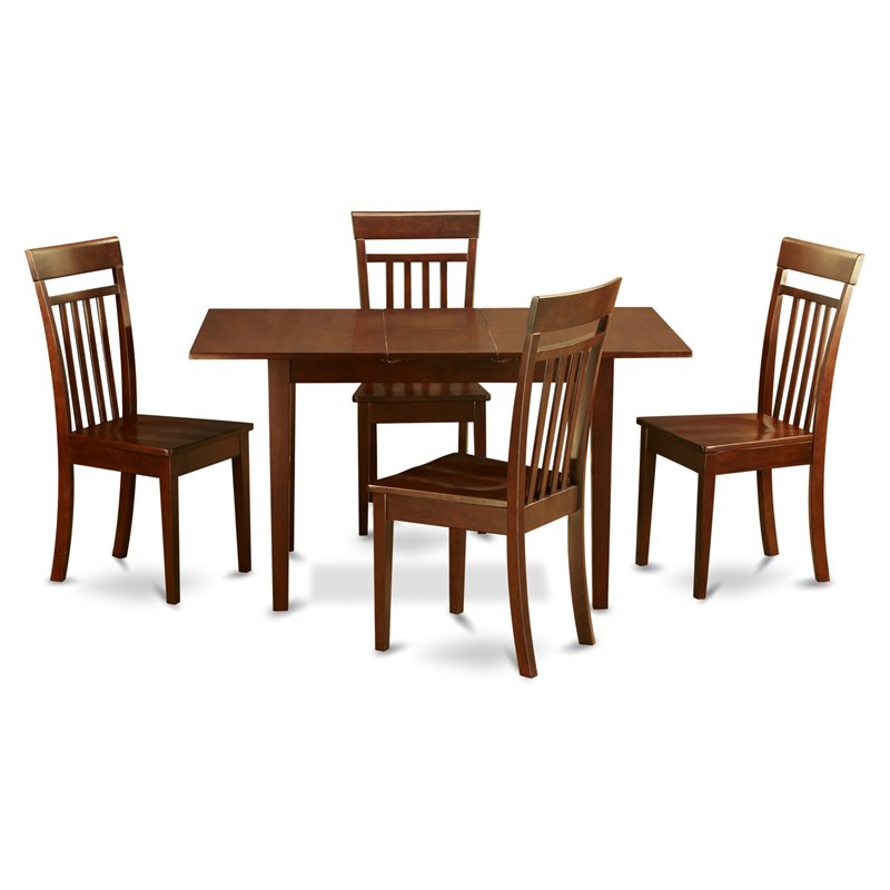 Pemberly Row 5-Piece Wood Dining Set with Extendable Table in Mahogany