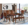 Pemberly Row 6-Piece Wood Dinette Set with Extendable Table in Mahogany