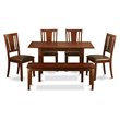 Pemberly Row 6-Piece Wood Dinette Set with Extendable Table in Mahogany