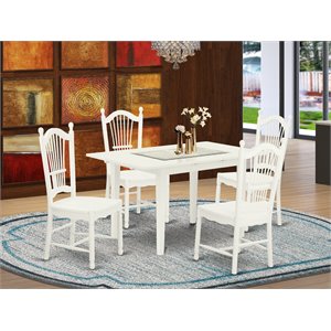 Pemberly Row 5-Piece Rubber Wood Dining Set in Linen White Finish