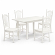 Pemberly Row 5-Piece Rubber Wood Dining Set in Linen White Finish