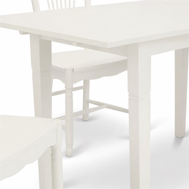 Pemberly Row 5-Piece Rubber Wood Dining Set in Linen White Finish