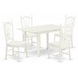 Pemberly Row 5-Piece Rubber Wood Dining Set in Linen White Finish