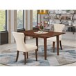Pemberly Row 3-Piece Dining Set with Mahogany Finish and Fabric Seats
