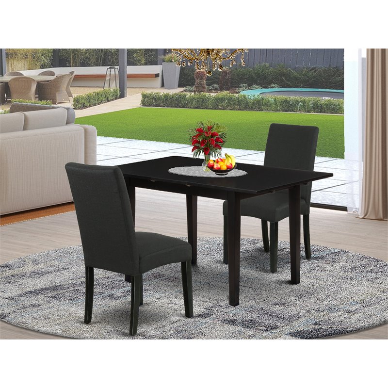 Pemberly Row 3-Piece Black Rubber Wood Dining Set with High Back Chairs