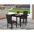 Pemberly Row 3-Piece Black Rubber Wood Dining Set with High Back Chairs