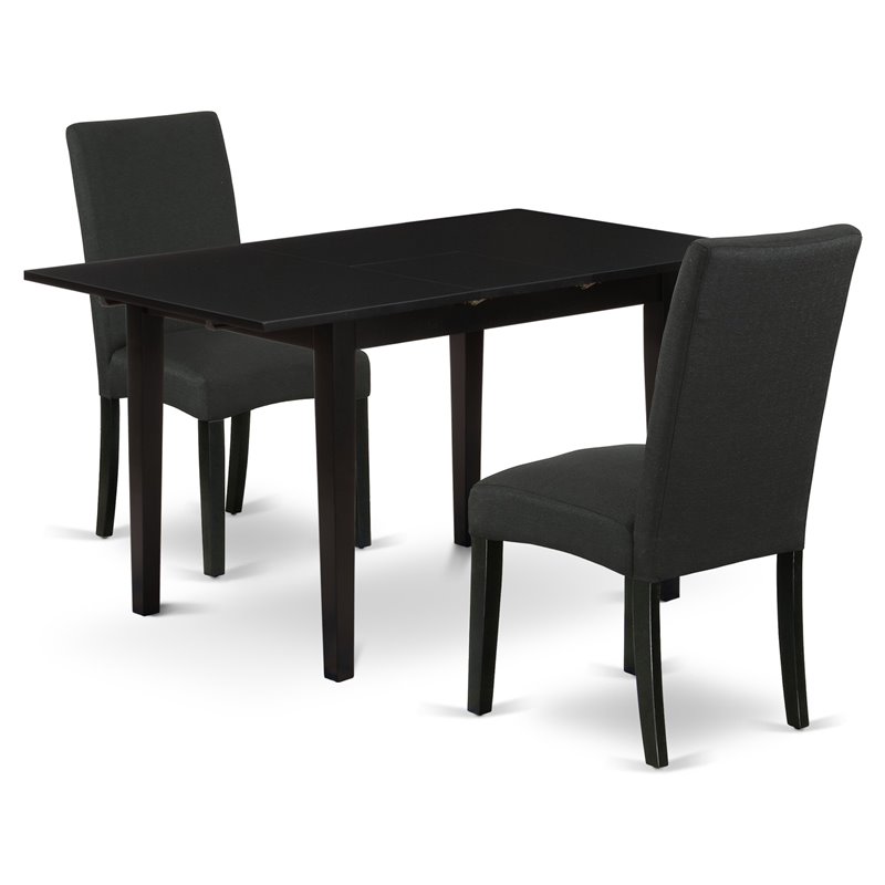 Pemberly Row 3-Piece Black Rubber Wood Dining Set with High Back Chairs
