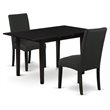 Pemberly Row 3-Piece Black Rubber Wood Dining Set with High Back Chairs