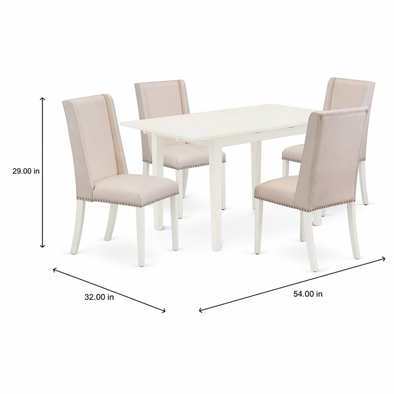 Pemberly Row 5-Piece Wood Kitchen Table Set in White with High-Back Chairs