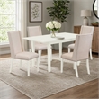 Pemberly Row 5-Piece Wood Kitchen Table Set in White with High-Back Chairs