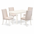Pemberly Row 5-Piece Wood Kitchen Table Set in White with High-Back Chairs