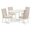Pemberly Row 5-Piece Wood Kitchen Table Set in White with High-Back Chairs