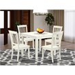 Pemberly Row 5-Piece Wood Dining Set with Slat Back Chairs in Linen White Finish