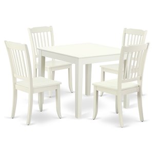 Pemberly Row 5-Piece Wood Dining Set with Slat Back Chairs in Linen White Finish