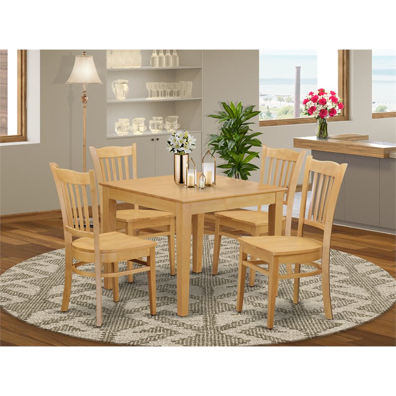 Pemberly Row 5-Piece Wood Dining Table and Oak Chair Set